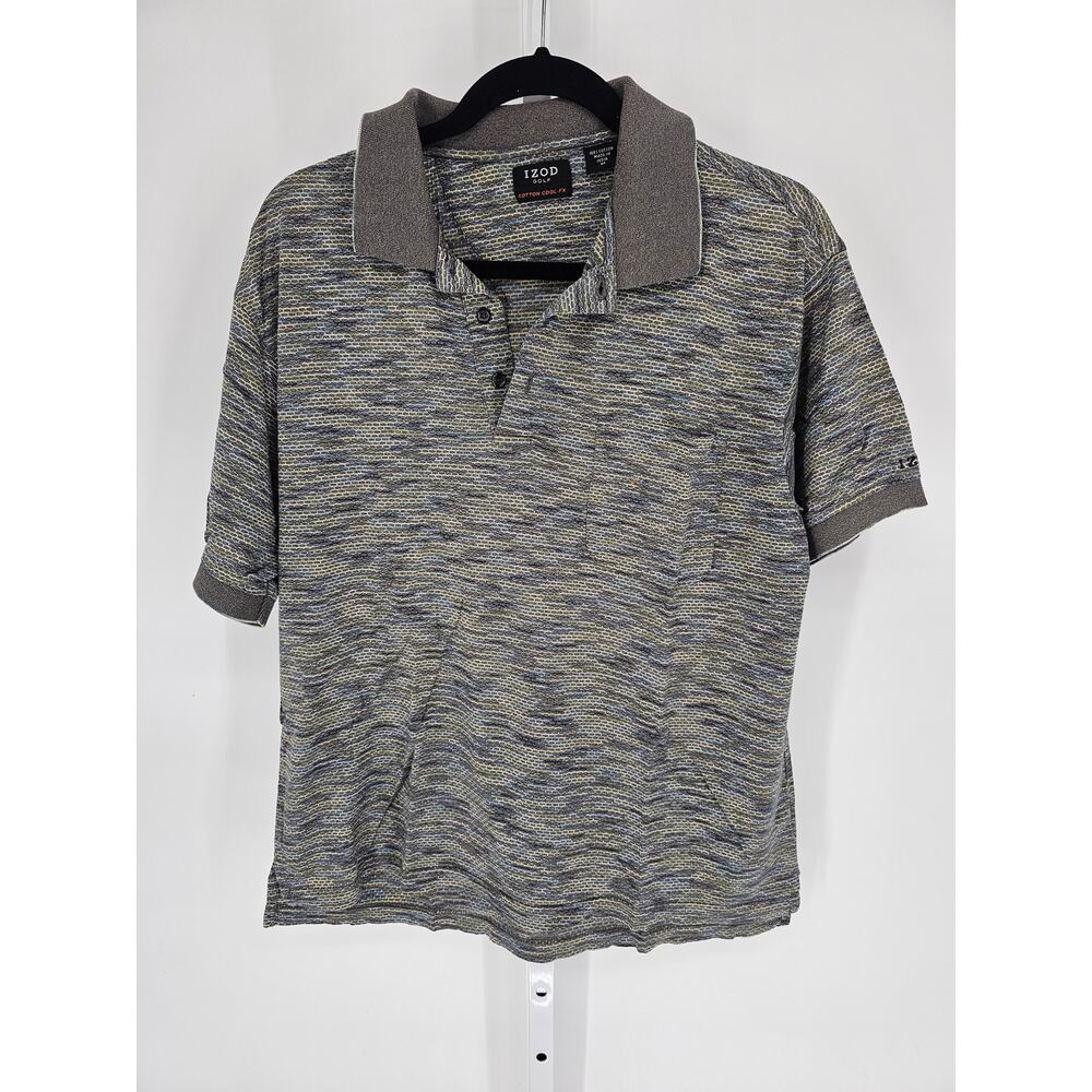 Izod Golf Men's Multicolored Scale Cotton Cool-FX Short Sleeve Polo Shirt Size M